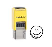 Trodat edy FIX Tampon de motivation pour enseignants et éducateurs, kit de tampons de motivation - 1 motif Smiley, neutre vocal, boîtier jaune, empreinte noire, auto-encreur - 20 x 20 mm