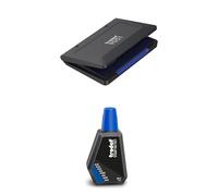 Trodat lot d'un tampon encreur bleu 9051 pour tampons manuels à encrage séparé + Flacon d'encre bleue Trodat 7011B pour recharger les tampons encreurs - 28 ml - bouchon refermable