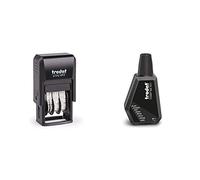 Trodat Petit tampon dateur Printy 4810 - Encrage automatique Noire rechargeable - Format de l'impression 20 x 3,8 mm & Flacon d'encre Noire Trodat 7011A pour réencrer les tampons encreurs - 28 ml