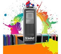Trodat Pocket Printy 9511-38x14 mm - Argent et noir | Tampon Encreur Professionnel Automatique De Poche 3 lignes Personnalisable - Impression nette & précise