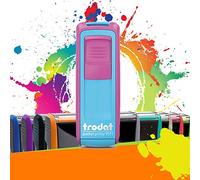 Trodat Pocket Printy 9511-38x14 mm - Fuchsia et Turquoise | Tampon Encreur Professionnel Automatique De Poche 3 lignes Personnalisable - Impression nette & précise