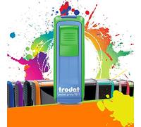 Trodat Pocket Printy 9511 - Tampon Encreur Professionnel Automatique De Poche 3 lignes À Personnaliser - Empreinte 38 x 14 mm Offerte (Vert et bleu)