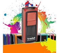Trodat Pocket Printy 9512-47x18 mm - Rouge et noir | Tampon Encreur Professionnel Automatique De Poche 4 lignes Personnalisable - Impression nette & précise