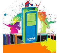 Trodat Pocket Printy 9512-47x18 mm - Vert et bleu | Tampon Encreur Professionnel Automatique De Poche 4 lignes Personnalisable - Impression nette & précise