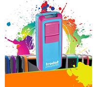 Trodat Pocket Printy 9512 - Tampon Encreur Professionnel Automatique De Poche 4 lignes À Personnaliser - Empreinte 47 x 18 mm Offerte (Fuchsia et turquoise)