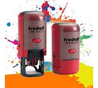 Trodat Printy 46125 - Tampon Dateur Professionnel Automatique 2 + 2 lignes À Personnaliser - Empreinte 25 mm de diamètre Offerte (Rouge)