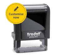 Trodat Printy 4911 Tampon encreur d'entreprise 38 x 14 mm Texte au choix + logo personnalisables - Auto-encreur - Tampon d'entreprise - Tampon d'adresse - Personnalisable (couleur du boîtier noir)