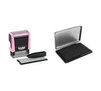 Trodat Printy 4911 Tampon encreur rose pastel - Tampon auto-encreur pour écrire du texte 3 lignes Noir 38 x 14 mm & Imprint 9071M Encreur Noir - Métal 9 x 5 cm
