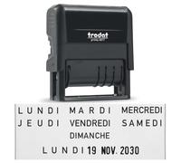 Trodat tampon dateur français Printy 4817B - jour écrit en toutes lettres + date - encrage automatique noire rechargeable - cassette d'encre incluse - taille d'impression : 47 x 3,8 mm