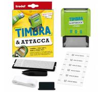 Trodat Tampon et Attache, Tampon Vêtements pour enfants pour la maternelle pour créer des étiquettes autocollantes personnalisées, pour ensemble de maternelle, tampon, polices, pincettes, ruban