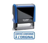 Trodat Tampon X-print 4912 Formule Commerciale Texte + Picto "CERTIFIÉ CONFORME A l'ORIGINAL" bleu