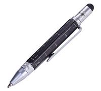 TROIKA Construction Liliput Stylo à bille multitâche en aluminium, laiton, mine en acier, noir