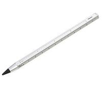 Troika Crayon multi-tâches avec pointe en aluminium et métal durable, blanc, interchangeable, effaçable, avec règle centimètre/pouce, dimensions : 147 x 10 x 10 mm, PEN20/SI
