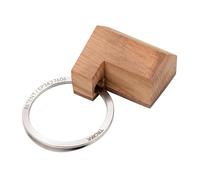TROIKA Porte-clés maison en bois en chêne et noyer issu de forêts durables de l'UE et mécanisme d'ouverture breveté (Nail Guard), n'abîme pas les ongles, marron, 5,5 x 3,5 x 1,8 cm