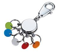 Troika - Porte-Clés PATENT - Chrome Brillant - Design Rond et Coloré - 5 Anneaux Interchangeables