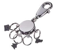 TROIKA Porte-clés Rond avec Mousqueton 5 Anneaux verrouillables Dont 3 avec Pendentif à Motif (Maison, Lettre, Voiture) pour l'organisation des clés Laiton Brillant Noir chromé KYR62/GM 5 Anneaux