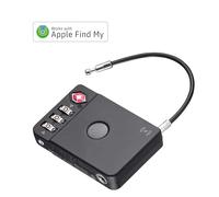 TROIKA Serrure de valise TSA avec fonction Apple® Find My Track & FIND LOCK possible de localisation du bagage et empêche l'ouverture non autorisée de la valise - Matériau en ABS et métal noir