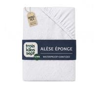 TROIS KILOS SEPT - Protège Matelas Bébé 60 x 120 cm - Alèse en Éponge Imperméable - Certifié OEKO-TEX® - Antibactérien et Absorbant - Traitement SANITIZED - Blanc
