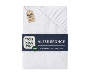 TROIS KILOS SEPT - Protège Matelas Bébé 60 x 120 cm - Alèse en Éponge Imperméable - Certifié OEKO-TEX® - Antibactérien et Absorbant - Traitement SANITIZED - Blanc