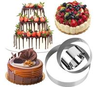 Trois moules à anneau en acier, anneaux ronds et solides, moules à pâtisserie, adaptés aux pâtisseries, gâteaux mousse, anneaux, hauteur 4,5 cm, diamètre 10/15/20 cm
