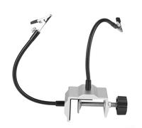 Troisième main à souder avec loupe, support réglable en métal pour réparation électronique, projets de bricolage, bras flexibles de 250 mm de long, noir argenté