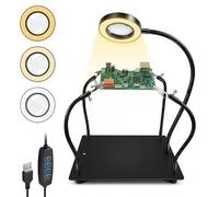 Troisième Main Soudure 6X Loupe LED Lampe 4 Bras Flexibles Support Circuit Imprimé Station de Soudage pour Bijoutier Electronicien Bricolage