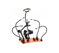 Troisième Main Soudure à 4 Bras, Station Aide de Soudage Magnétique, avec Étau, Lampe Loupe LED 3X, Support de Circuit Imprimé