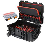 Trolley à outils vide sur roulettes - Valise à outils à poignée télescopique - Résistant aux chocs et étanche - 46,5 x 36 x 22,5 cm - Caisse à outils à roulettes