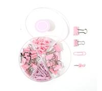 Trombones et pinces à reliures,Kit de pinces assorties de bureau avec boîte (Rose)