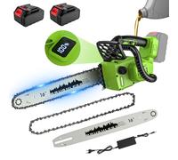 Tronçonneuse à Batterie 16 Pouces, Tronçonneuse Électrique Sans Fil 2200W avec Moteur Brushless 2 x 4.0Ah, Système de Double Protection, Lubrification Automatique, Écran LED, Élagage et Jardinage (A)