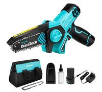 Tronconneuse a Batterie 5 Pouces, DURATECH, 12V Mini Scie Electrique Sans Fil avec 2 Batteries et 2 Chaines, Ideale pour la Coupe du Bois et l'Elagage de Jardin