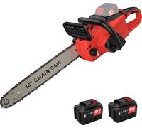 Tronçonneuse à batterie, moteur sans balai, injection automatique d'huile, 2 batteries, deux batteries