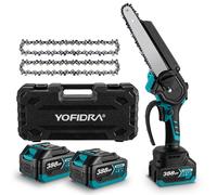 Tronçonneuse à chaîne sans fil 8 pouces Mini Tronçonneuse sans balais avec 2 * batteries 3.0Ah, Tronçonneuse manuelle Scie à élaguer pour couper du bois, des branches