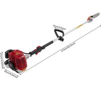 Tronçonneuse à essence à manche - Moteur 2 temps de 43 cm³ - 1,25 kW / 1,7 ch - Manche de 1,5 m - Réservoir de 1 l - Rouge