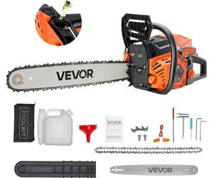 Tronçonneuse à essence VEVOR 62 cm³, lame de 508 mm, puissance de 3,6 ch, vitesse de rotation max. 11 800 tr/min, pour l'abattage, l'élagage et le débroussaillage