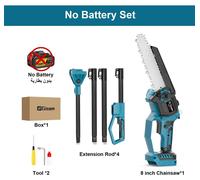 Tronçonneuse de jardin 2-en-1 - Ébrancheur télescopique - Moteur sans balais - Sans fil 18 V - Sans batterie ni chargeur - Pour les branches en hauteur - Rouge carmin