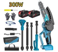 Tronçonneuse élagueuse sur perche, Élagueuse sur perche télescopique sans fil, 6 pouces, 2 batteries, 5 vitesses, Perche 4 sections