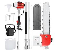 Tronçonneuse Élagueuse Thermique 26cc, Scie à Perche Essence 3m avec Moteur 2 Temps 0,65kW, Perche Extensible pour Élagage des Arbres en Jardin Extérieur Rouge