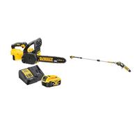 Tronçonneuse Elagueuse XR 18V (1x 5Ah) Li-Ion DEWALT DCM565P1 & Élagueuse sur Perche Brushless XR 18V 5AH Li-Ion - Élagueuse sans Fil - 4,5 m de Portée