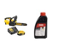 Tronçonneuse Elagueuse XR 18V (1x 5Ah) Li-Ion DEWALT DCM565P1 & Oregon - Huile pour Chaîne et Guide-Chaîne de Tronçonneuse, 1 L (O10-4935)