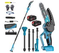 Tronçonneuse Électrique 2-en-1, Scie à Branches Haute 300W, Branche télescopique, Scie à Chaîne 6 Pouces, avec 2 batteries 1.5Ah