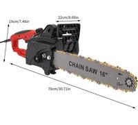 Tronçonneuse électrique - 40 cm - 2000 W - Moteur en cuivre - 220 V CA - Prise UE - Rouge