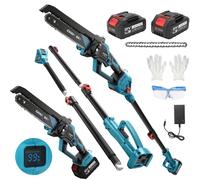 Tronçonneuse Électrique Compatible Avec Makita 18v | Lame 20Cm Moteur Sans Brosse, Huile Auto, 2 Batteries, Pour Bois De Jardin Et Coupe