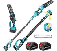 Tronçonneuse électrique, fonctionnalité 2-en-1, manche télescopique réglable, avec 2 batteries de 40 Ah