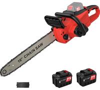 Tronçonneuse électrique, guide-chaîne 16 pouces, puissance 2000W, moteur sans balai, 2*batteries