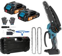 Tronçonneuse électrique, lame de 15 cm, portable et légère, 2 batteries et 2 chaînes