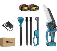 Tronçonneuse électrique, moteur sans balais, lame télescopique réglable, 2 batteries