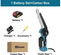 Tronçonneuse électrique pour élagage - Tronçonneuse sans fil de 20 cm - Moteur sans balais - Batterie 18 V - 1 batterie incluse - Sans fil - Bleu foncé