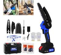 Tronçonneuse électrique sans fil 15 cm - Avec 1 batterie de 21 V 1,5 Ah - Pour couper du bois, couper des arbres, taille de coupe de 80 mm, 2200 spm, 1 chaînes, 1 plaque de guidage