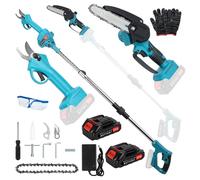 Tronçonneuse Électrique Sans Fil 2 en 1, Sécateur électrique, avec perche télescopique, 21V 550W, d'élagage pour jardin et arbres